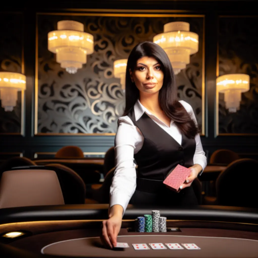 Profesjonalny krupier prowadzący rozdanie pokera w Grand Win Resort